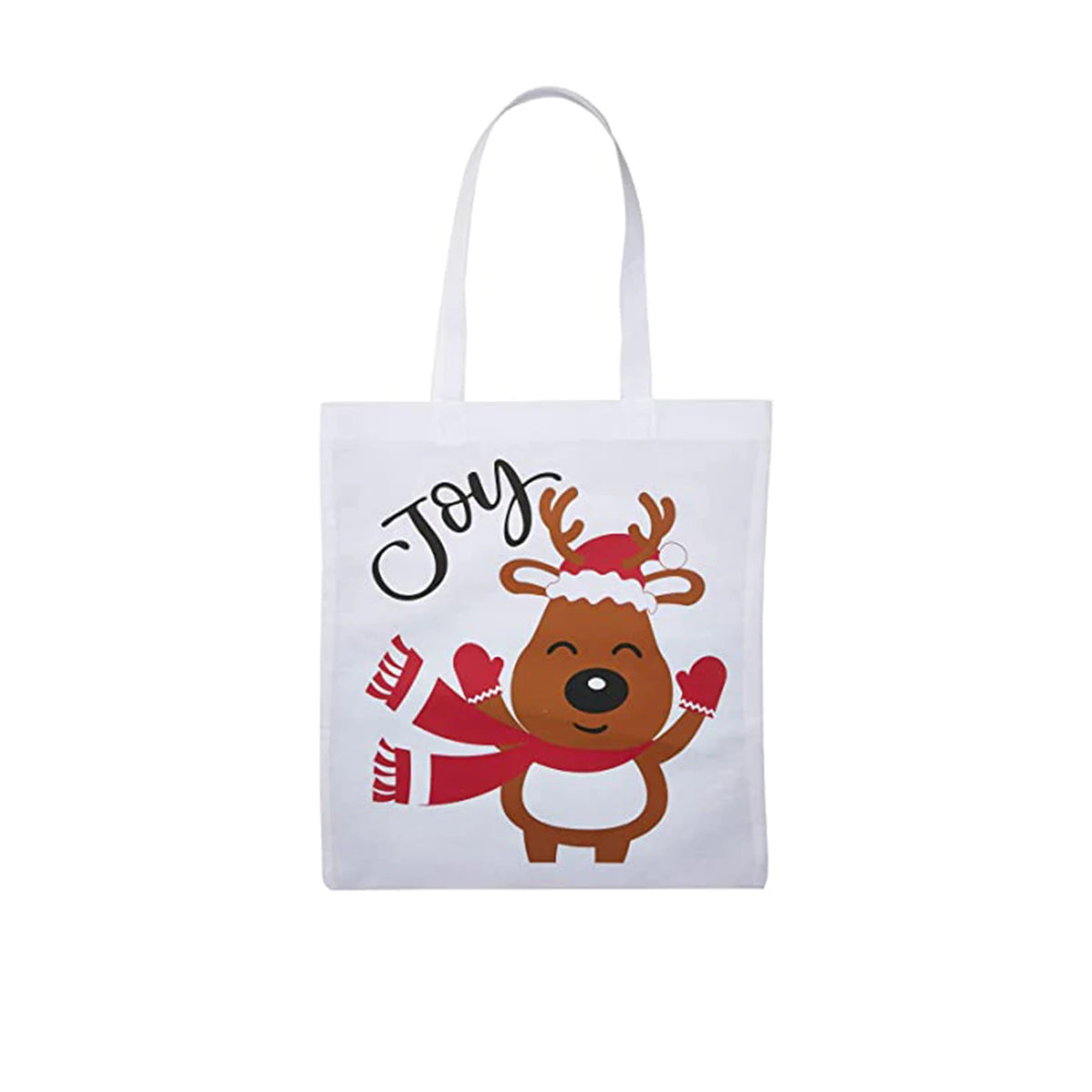 Ruthbag Large Christmas Reusable Non-Woven Tote Bag Long Rope Handles Shoulder Strap Letter Pattern for Advertising Shopping