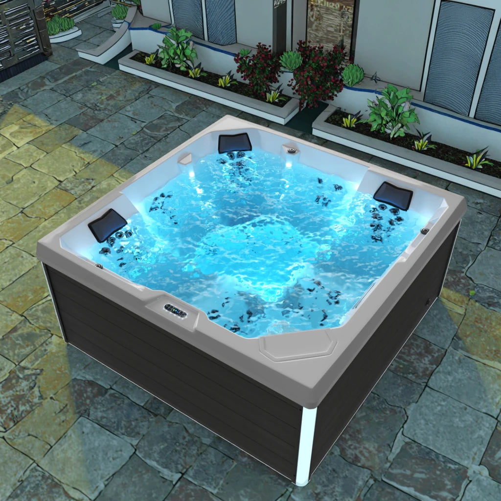 Hot Selling Modern Sexy 5-Person Acrylic Spa Hot Tub Rectangle Shape Hydro Massage Whirlpool Eco-Friendly Indoor/Outdoor Hotels