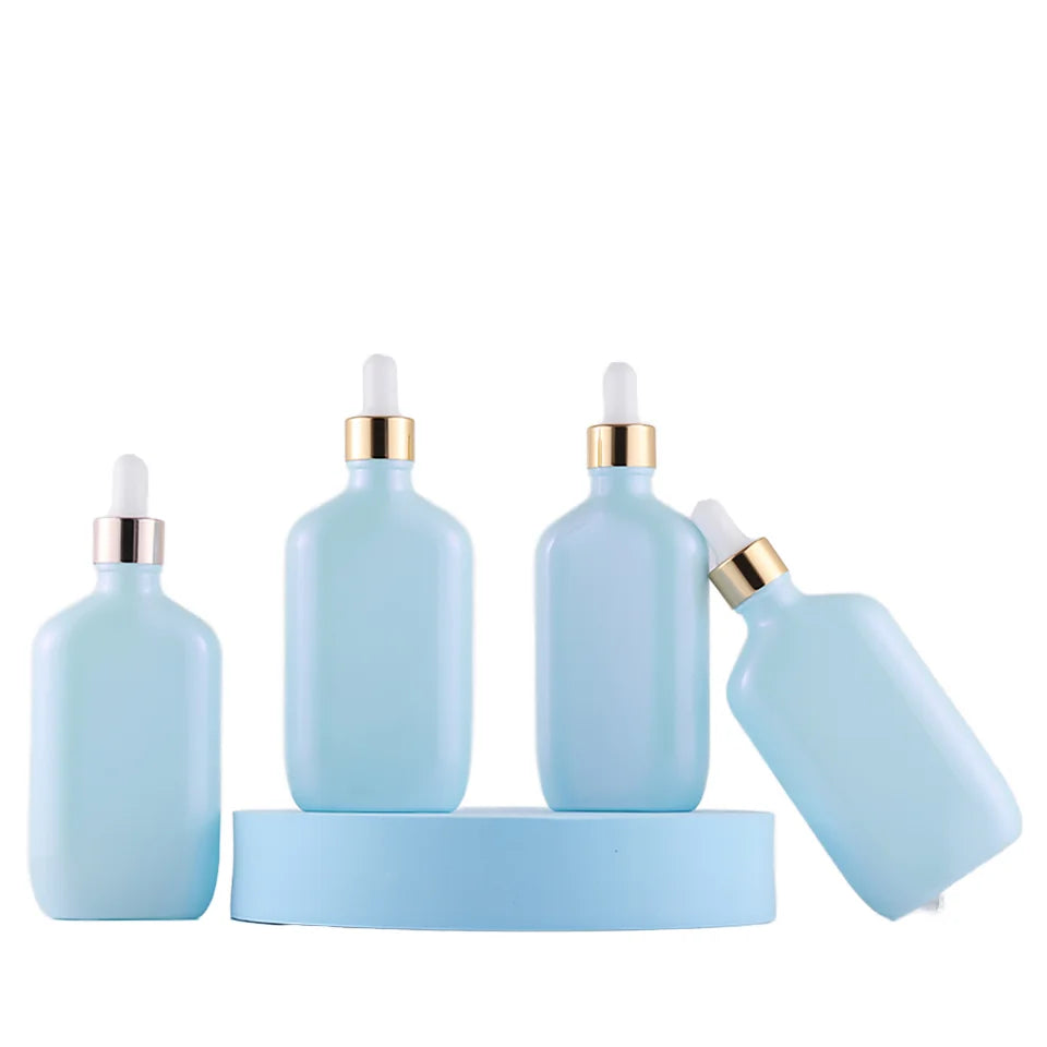 Luxury 100ml Glass Perfume Serum Sprayer Dropper Bottle Private Design Cosmetic Hair Oil Bottle with Pump Cap