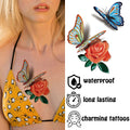 3D Series Brightly Colored Personalized Realistic Valentine's Day butterfly Roses Temporary Tattoo Stickers for Women Adults