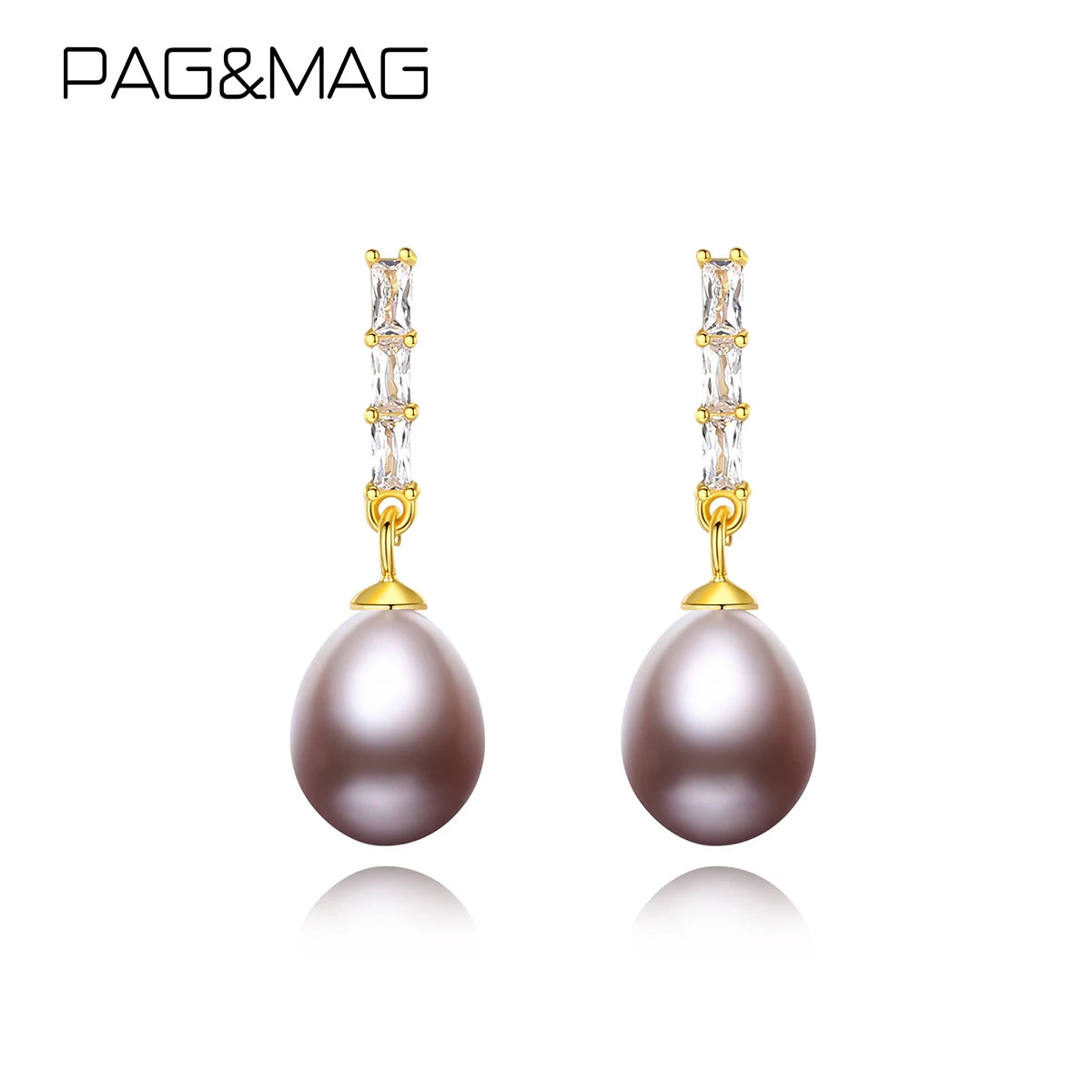 PAG&MAG New Model Pearl Earrings Jewelry 925 Sterling Silver Freshwater Natural Pearl Pendant Stud Earring MegaBDM