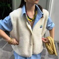 Temperament Casual Sleeveless Knit Cardigan Stacked Coat 2025 Korean Type Women's Wool Vests Top