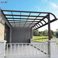 Modern Simple Design Outdoor Metal Roof Polycarbonate Panels Black Aluminum Frame Curved Patio Cover Car Parking Car Car Garage