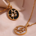Water Proof Jewelry Engraved Sun Moon Star Shell Necklace PVD Gold Plated Stainless Steel Necklace Women Jewelry