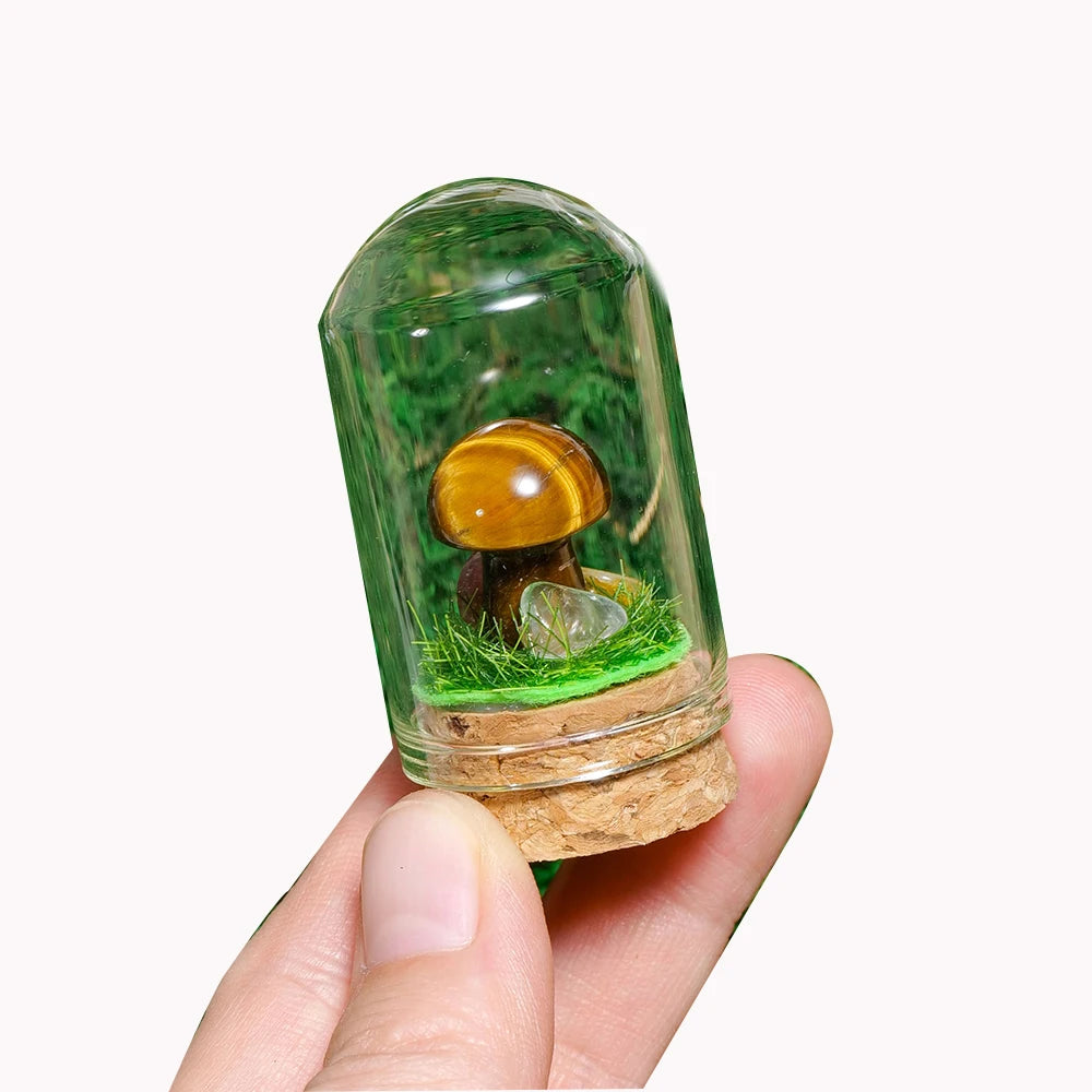 2cm Natural Carved Crystal Crafts Healing Stone Crystal Mushroom Mineral Specimens Decoration