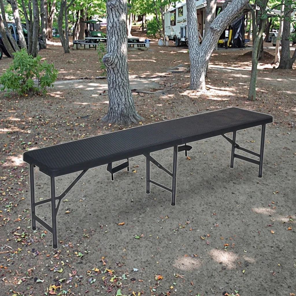 Panca Pieghevole Da Giardino 6-Foot Modern Outdoor HDPE Fold-in-Half Portable Plastic Garden Folding Bench with Rattan Design