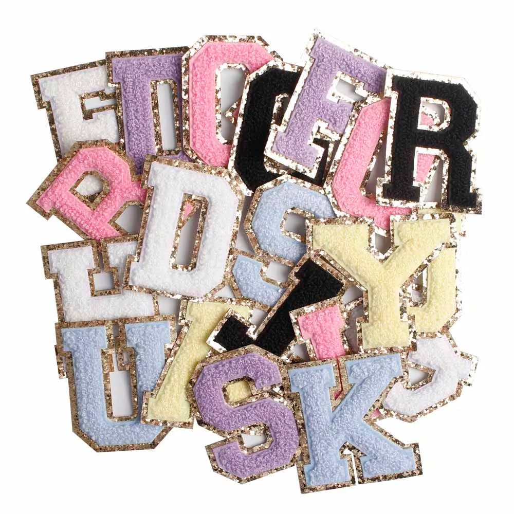 Stock Muliti Color Chenille Letters Wholesale Custom Letter Chenille Patches Iron on