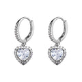 Fashion Earrings Jewelry Luxury Silver Color CZ Diamond Heart Stud Earrings Iced Out Heart Dangle Earrings for Women Gift