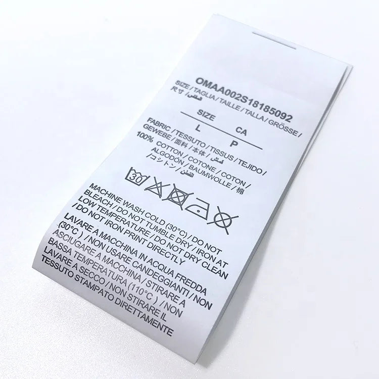 Washing Care Label for Clothes Customized Garment Labels Clothing Wash Label Instruction Tag