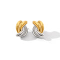 Hypoallerge Stainless Steel Two Tone Color Matching Twist Earring Design Fashion Personality Titanium Steel Cross Knot Earrings