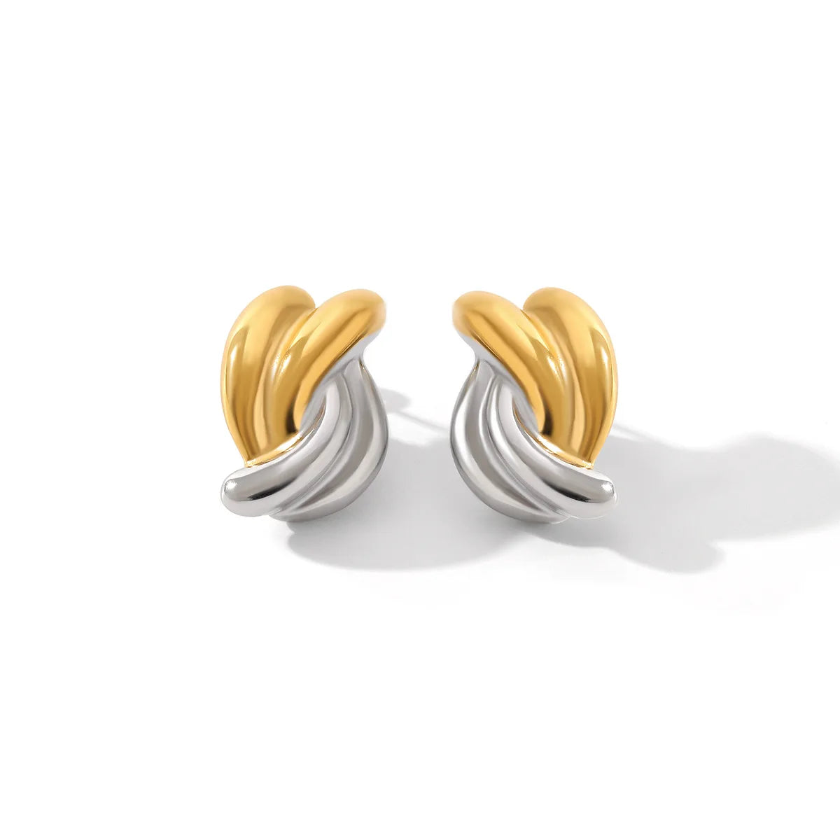 Hypoallerge Stainless Steel Two Tone Color Matching Twist Earring Design Fashion Personality Titanium Steel Cross Knot Earrings