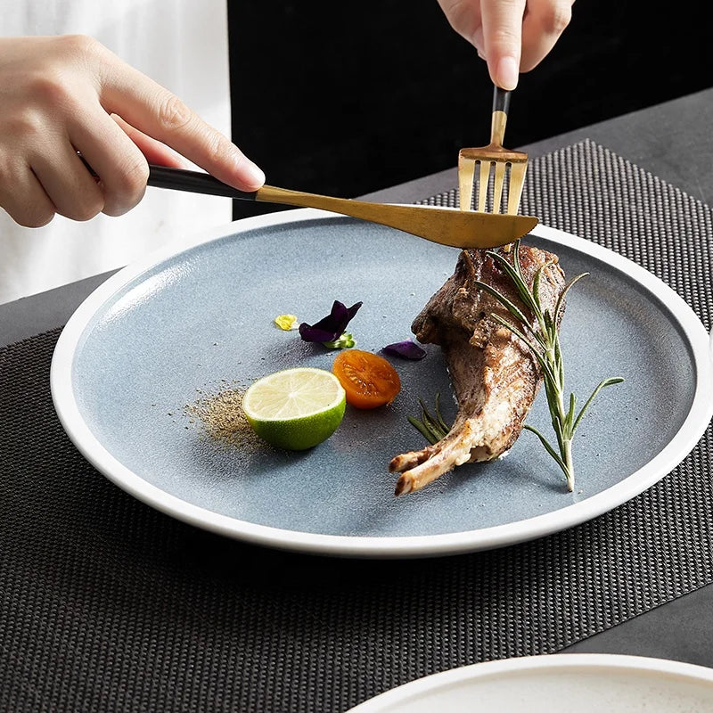 Wholesale Eco-Friendly Ceramic Matte Dinner Plates Colorful Charge Plates Set for Home Restaurant and Wedding