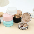 Wholesale Luxury Portable PU Leather Zipper Close Round Jewelry Box for Travel Necklace Ring Packaging