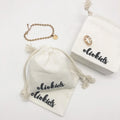Custom Logo Printed 100% Organic Gift Packaging Bag Drawstring White Cotton Muslin Jewelry Pouch