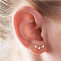 Women's Cute Korean Minimalist Silver Earrings Tiny Star Moon Studs Ear Climber Alloy Jewelry