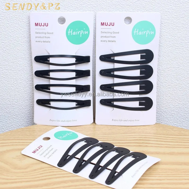 Wholesale Fashion High Quality Black Metal BB Clips 4Pcs Alloy Hairpins Hair Accessories for Girls Kids