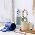 Best Selling Creative Ceramic Mugs Hand Squeezed Dot Ink Ceramic Milk Cups Creative Doorknob Mugs