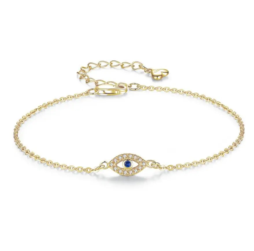 925 Sterling Silver Devil's Eye Bracelet Rhodium Plating Gold Diamond Pearl Rose Gold Religious Number Pattern for Gift Party