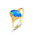 New Design Custom Jewelry Wholesale Women Synthetic Blue Fire Opal Rings Blue Gemstone Ring