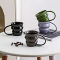 New Design Colorful Ceramic Coffee Cup Handmade Tea Cup Tire Mug With Big Handle