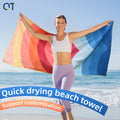 Logo Towel Custom Quick-Drying Sand Free Microfiber  Woven Patterned Beach Blanket-Wholesale Swimming Bath Pool  Beach Towels