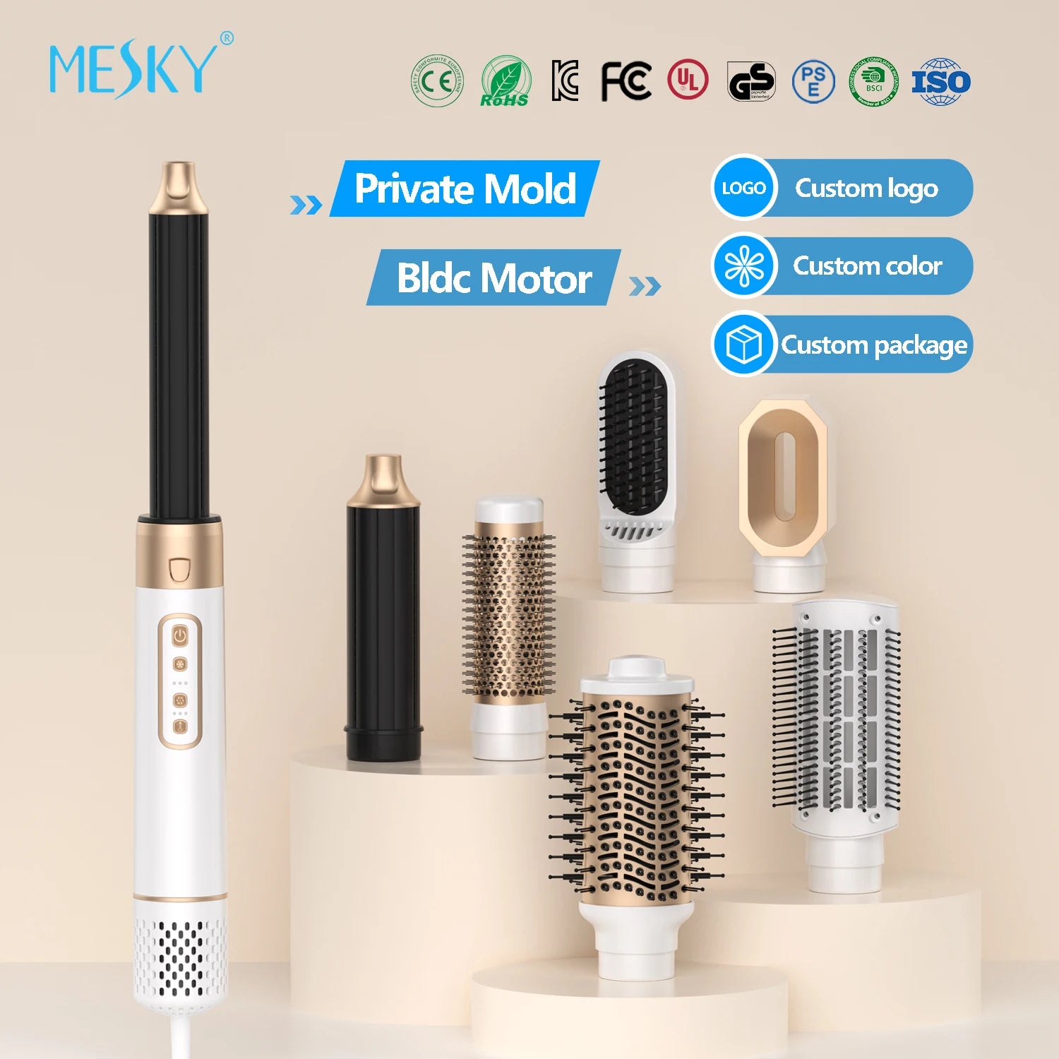 1200w 5 En 1 Hot air Styler Complete Styler 5 in 1 Hot air Brush Styler and Rotating Hair Dryer for Dry