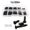 1000pcs/box M1 M1.2 M1.4 M1.7 Black Mix Sizes Set Kit Small Mini Micro Cross Pan Phillips Round Head Wood Self Tapping Screw