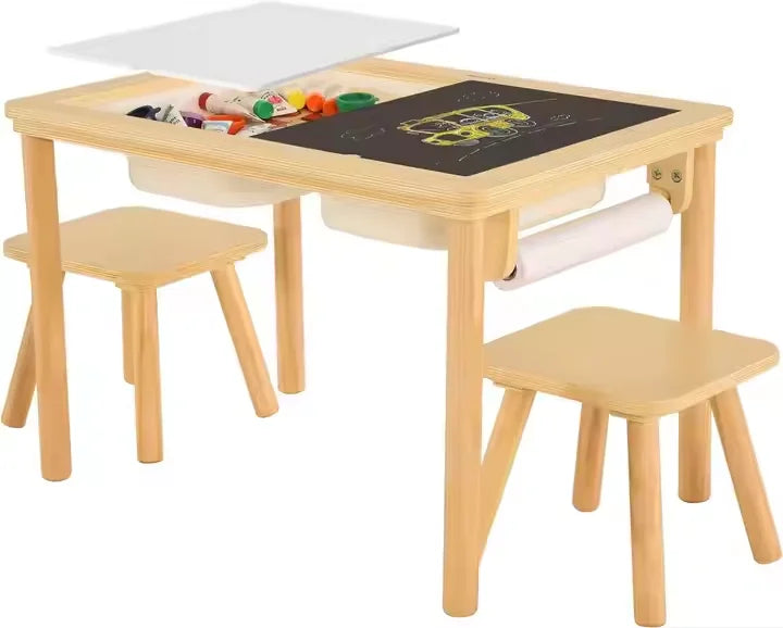 Customization Classic Style Pine Wood Bamboo Natural Style Large Indoor Sensory Table Tray Children Study Desk Wholesale