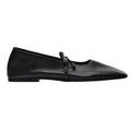 2024 Autumn Women's Black Bow Slip-On Flat Mary Jane Ballet Shoes Double Strap Square Toe Shallow Mouth Comfort Breathable