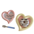Korean Ins Hand-painted Chubby Heart  Plate Underglaze Color Jewelry Storage Dessert Cake Plate