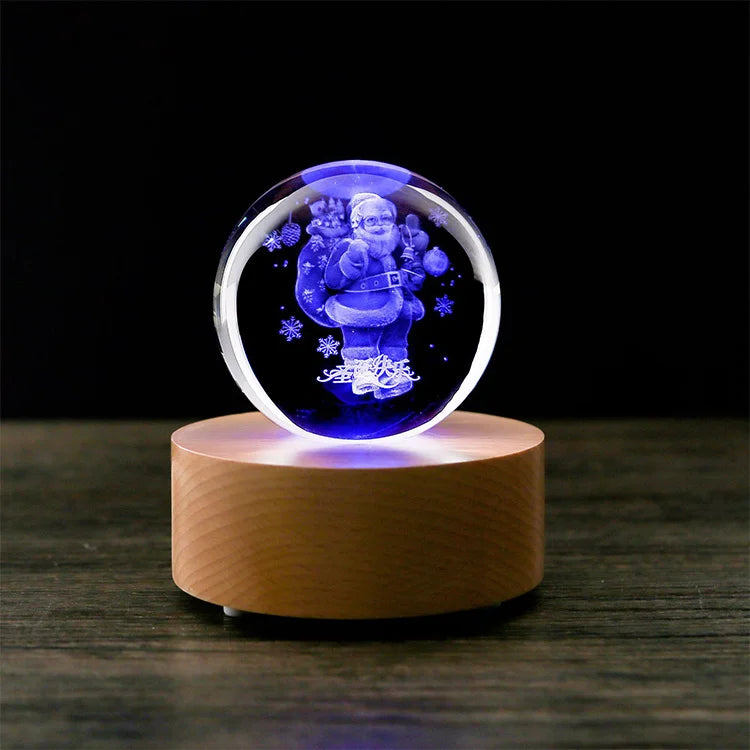 Custom 3D Laser Carved Santa Globe Crystal Ball Creative Christmas Gift Idea-Other Crystal Crafts