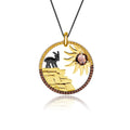 Abiding Natural Smoky Quartz Handcrafted 925 Sterling Silver Pendant Lovely Sunflower Goat Pendant Jewelry