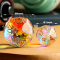 Diamond Cut Transparent Multicolor D20 Glass DND Dice 21mm 33mm Handcrafted for Dungeons and Dragons
