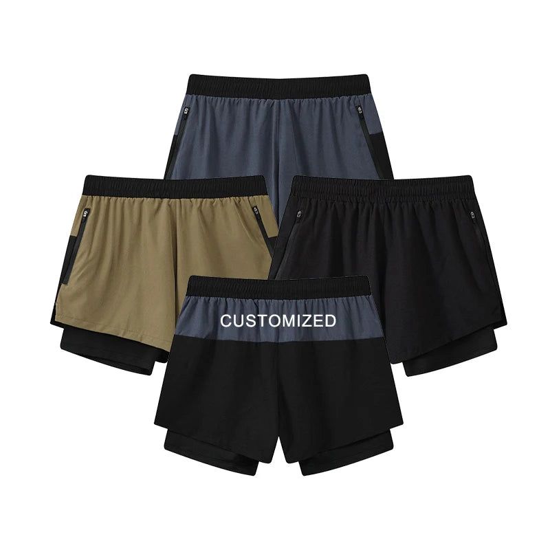 Casual Quick-drying Breathable Plus Size Sports Shorts Men's Summer Thin Lined Marathon Track Field Three-quarter Running