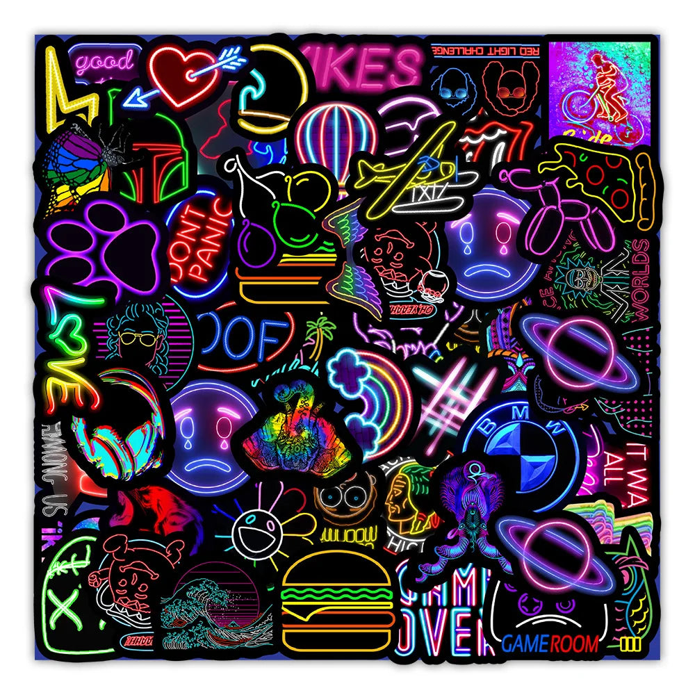 50Pcs New Fashion Neon Ins VSCO Decorative Stickers for Girl Notebook Laptop Bottle Home Decor Custom Sticker