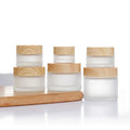 Empty Face Cream Bottle Skincare Cosmetic Cream Frost Glass Jar with Bamboo Lid