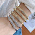 Elegance Delicacy Paved Shining Micro Zircon Brass BraceletFashion Simple Gold Plated Silver Bangle Charm Jewelry Wholesales