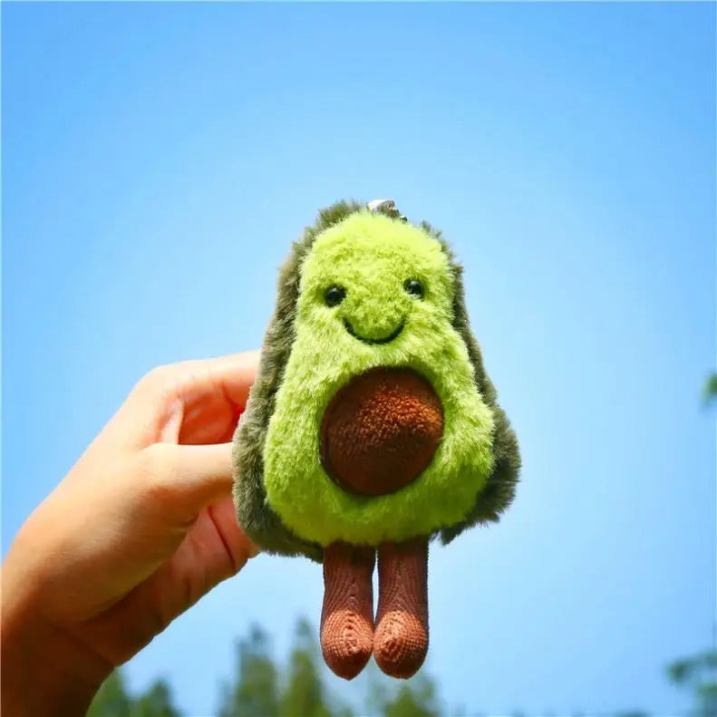 11cm Wholesale Cute Avocado Lemon Plush Food Keychains Promotion Kawaii Plush Stuffed Animal Toys Pendant Fruit Avocado Keychain