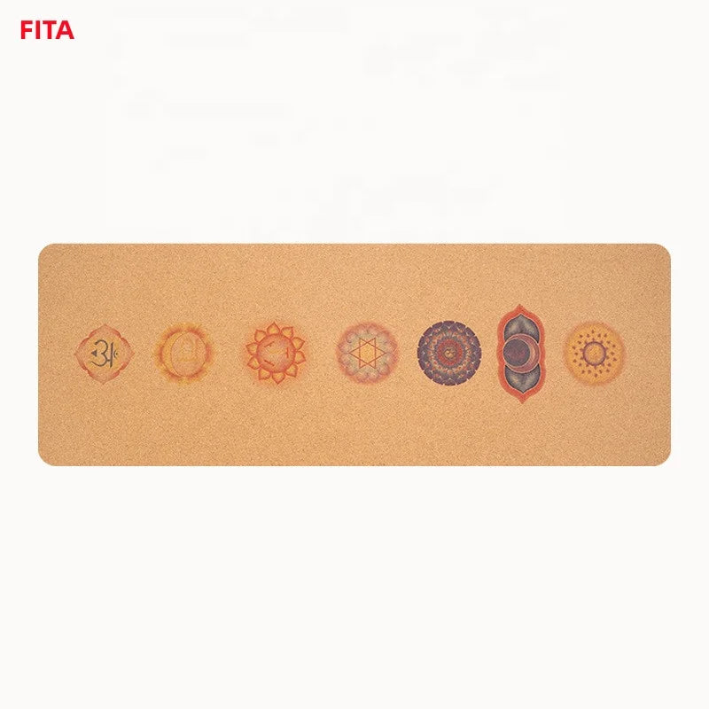 FITA ECO Friendly 5 mm Thick Home Fitness Anti Slip Hot 5mm Custom LOGO Color Print Natural Cork Rubber Yoga Mat