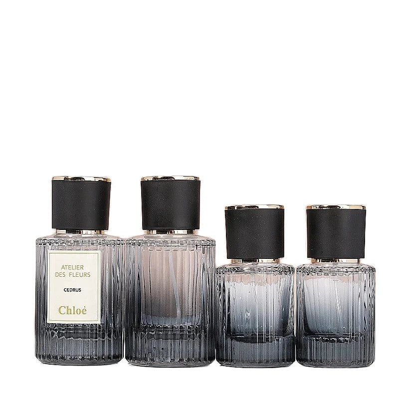 30ml Gradient Green Cylinder Striped Glass Perfume Spray Bottle with Screw Cap Sealing