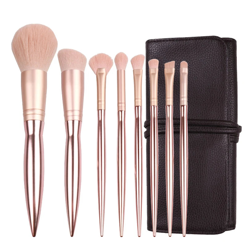 Wholesale 8pcs Makeup Brush Set Rose Gold Luxury Soft Bristles New Style Beauty Tools Full Set With Pu Bag