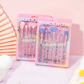 Wholesale Custom logo Glitter Private Label Colorful Granular Foundation Crystal Handle Makeup Brushes Set with Gift Box