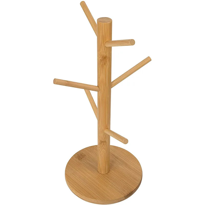 Wholesale Bamboo Kitchen Storage Holder Wooden Cup Drying Holder Coffee Cup Rack