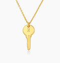 Custom Engrave Personalized 18K Gold Plated Initial the Key Unique Solid 925 Sterling Silver Women's Pendant Necklace