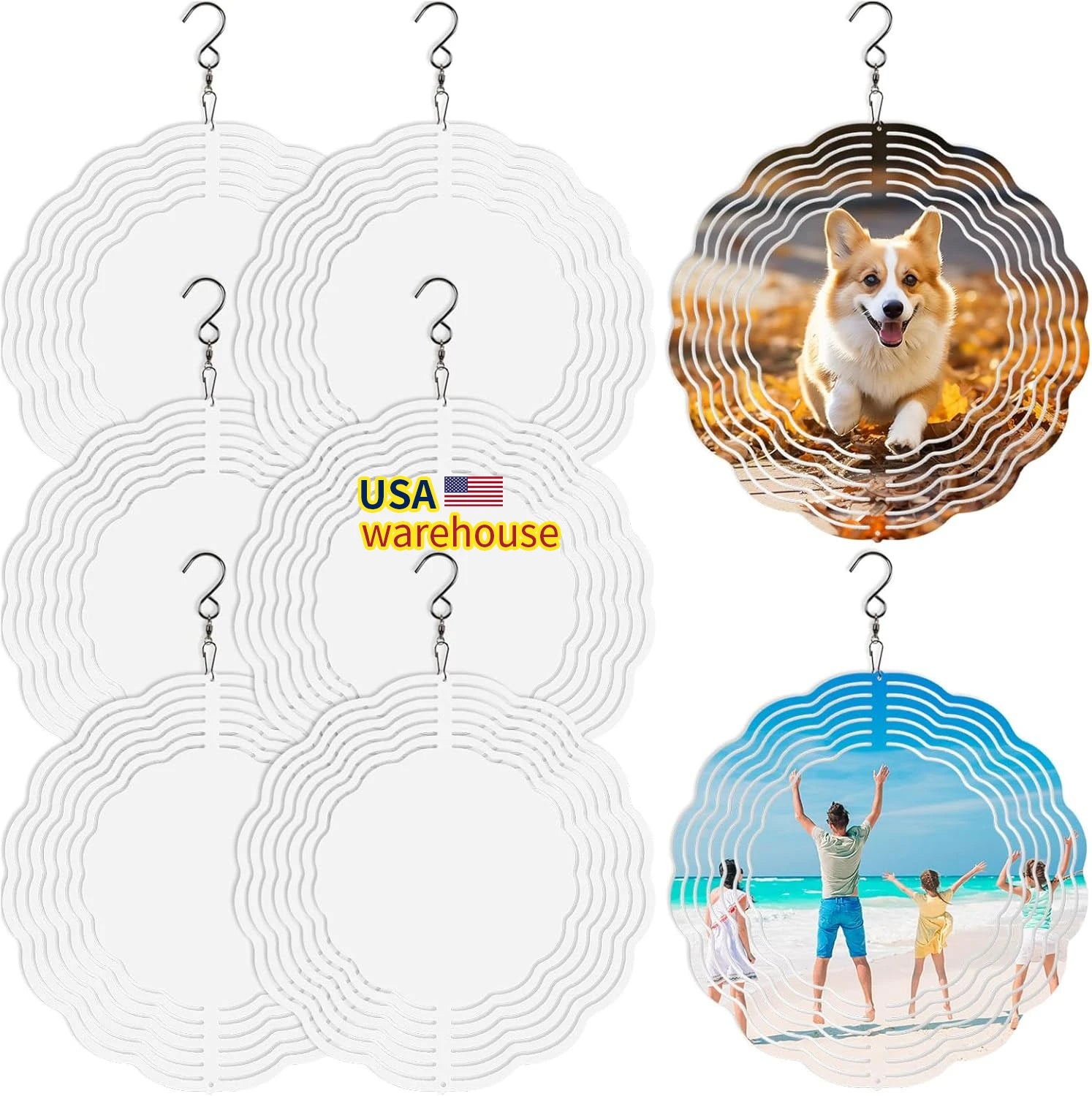 Sublimation Wind Spinner Blank  8in 8 Inch Free Shipping Double Side Sublimations Aluminum Blanks Wind Spinners for Sublimation