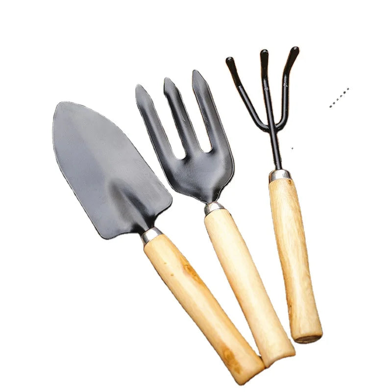 3 Pieces Outdoor Indoor Gardening Tool  Wood Handle Garden Tool Set Good Quality Gardening Planting Tools Set