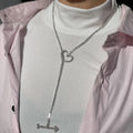 New Arrival Arrow Hollow Heart Necklace Trendy Long Tassel Collarbone Chain with Diamond Accessories Wholesale Necklace