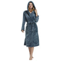 Wholesale Luxury Super Soft 100% Cotton Gray Color Hooded Velour Bathrobe with Customized logo for Hotel Spa