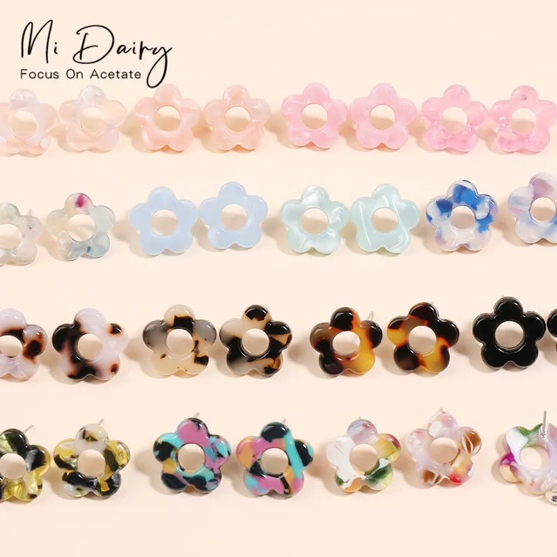 MiDairy  Earrings Stainless Steel Hollow Flower Stud Earrings for Women Vintage Roman Numeral Small Earing 2024 J