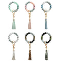 2021 Elastic Rubber Bead Simple Keychain Bracelet 7.5cm Dia Water Transfer with Tassel Wristlet Alloy